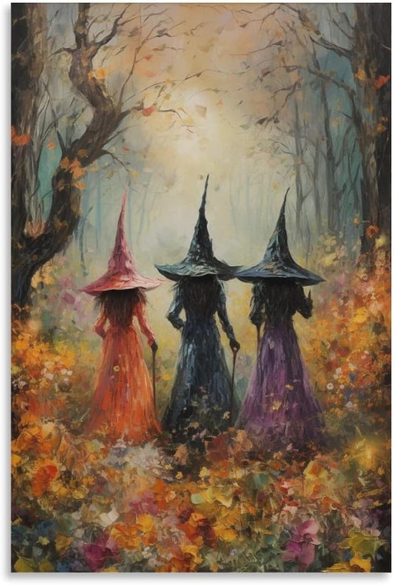 Magisches Hexen-Leinwandbild – Wandkunst für Wohnzimmer und Schlafzimmer