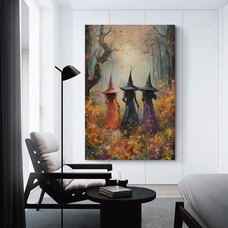 Magisches Hexen-Leinwandbild – Wandkunst für Wohnzimmer und Schlafzimmer