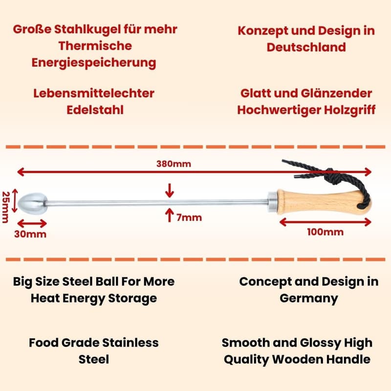 Bierstachel aus Holz & Edelstahl für aromatisiertes Bier