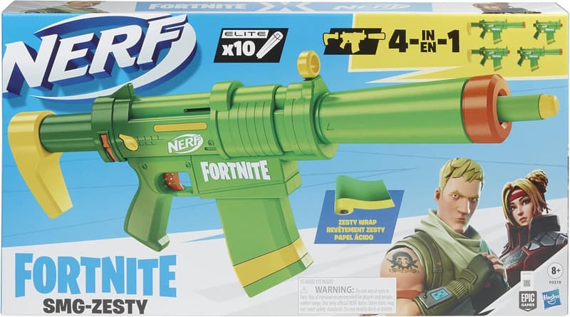 Nerf Fortnite SMG Dartblaster mit abnehmbarer Schulterstütze und 10 Darts