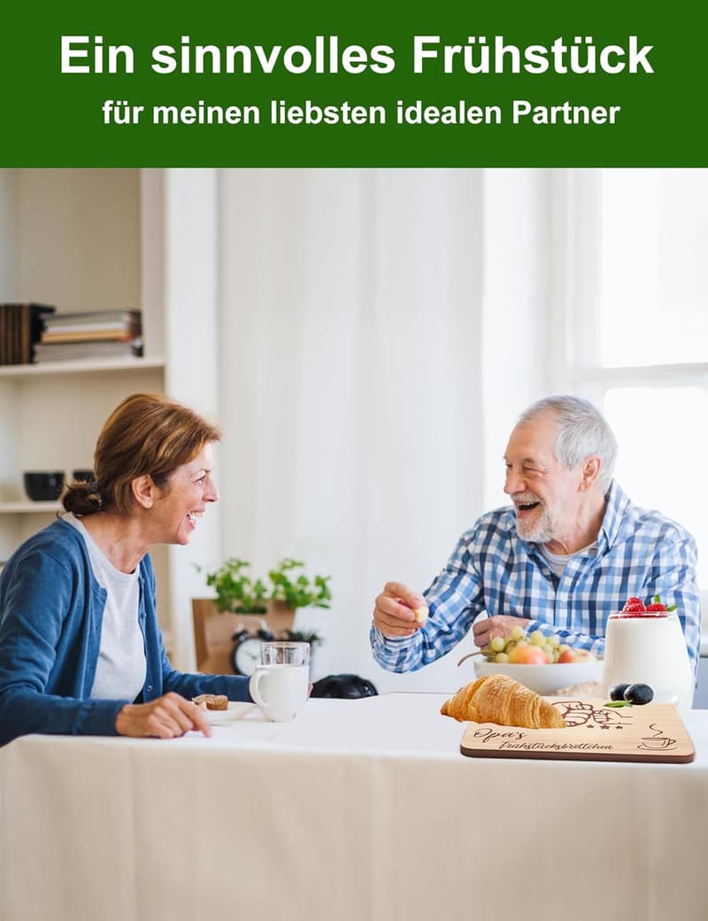 Frühstücksbrettchen mit Gravur aus Buchenholz für Großeltern