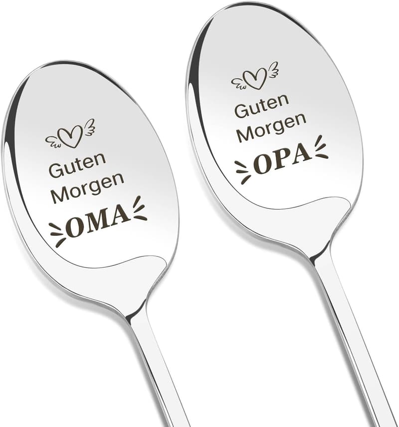Taufgeschenk für Enkel: Gravierte Löffel für Großeltern, 2 Stück