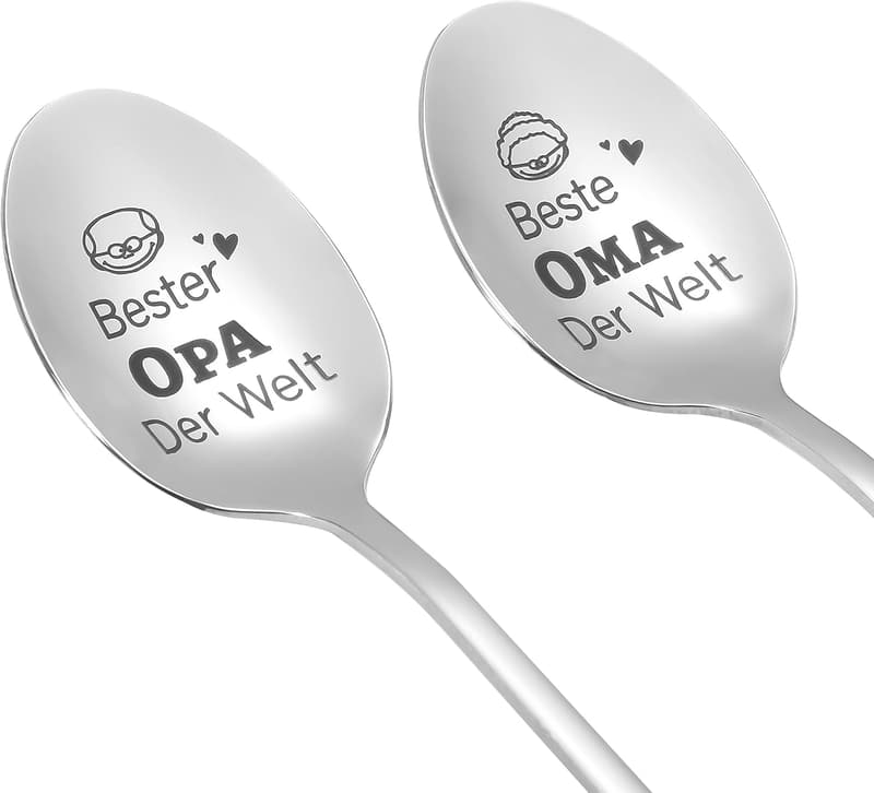 Personalisierte Edelstahl-Löffel für Oma und Opa - 2er Set