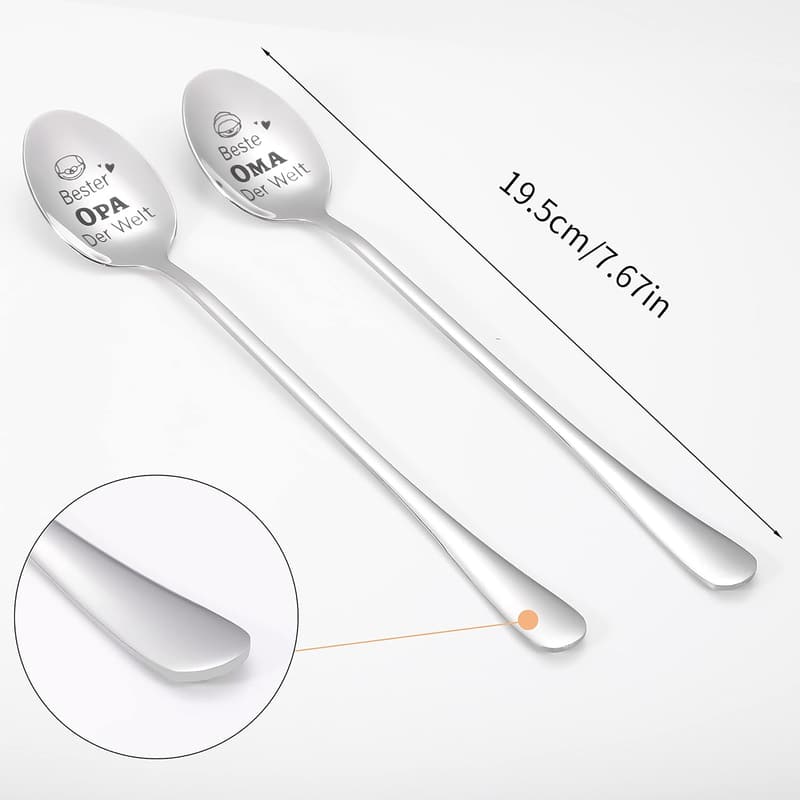 Personalisierte Edelstahl-Löffel für Oma und Opa - 2er Set