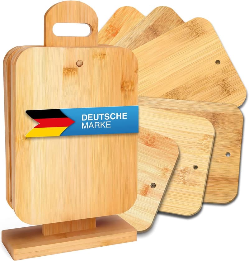 6er Set antibakterielle Bambus Frühstücks- und Servierbretter