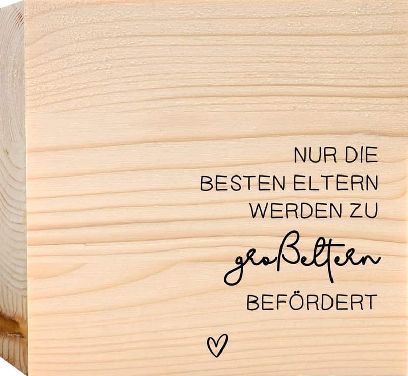 Geschenk zur Geburt für Großeltern - Holzbild mit Reagenzglas