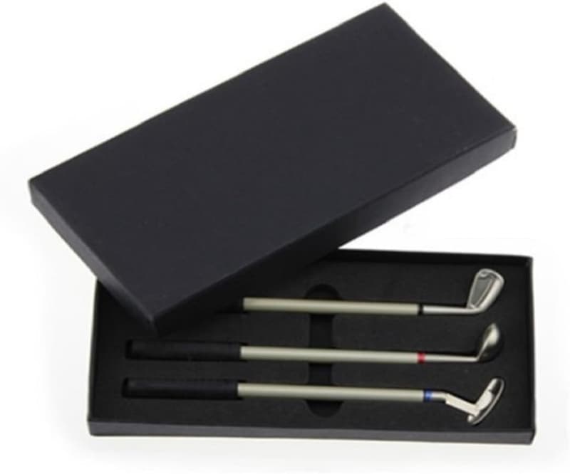 Golfgeschenkset mit Golfschläger-Kugelschreiber in schwarzer Box