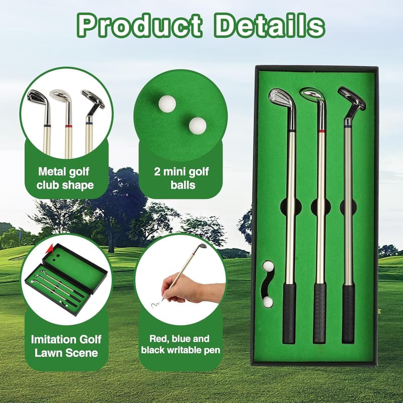 Fidget Golf Pen Set für Männer – 3 Kugelschreiber im Golfschläger-Design