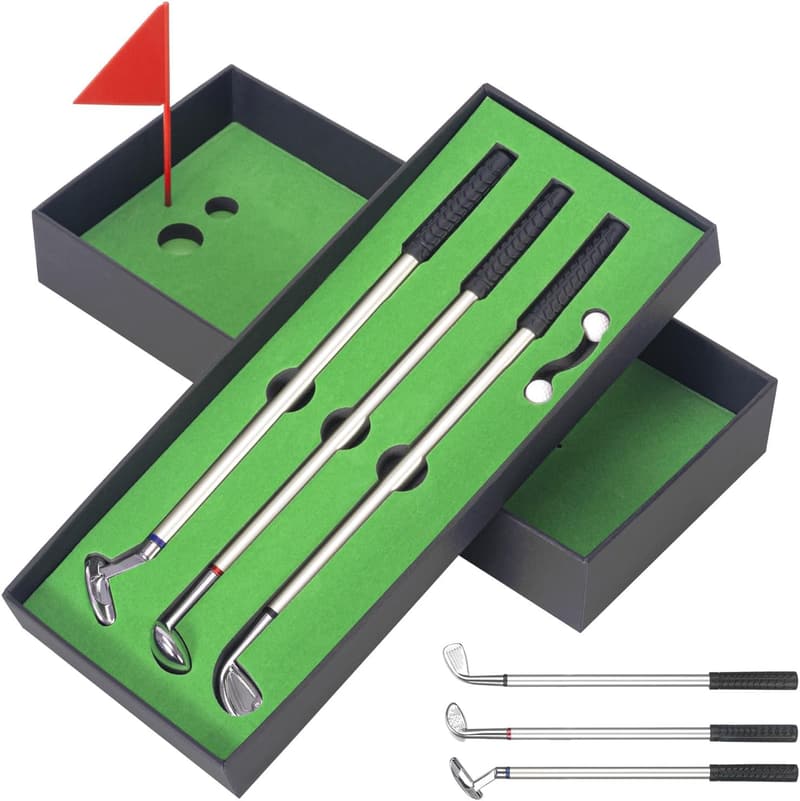 Golf Geschenkset für Männer – 3 Golfschläger Kugelschreiber mit Geschenkbox