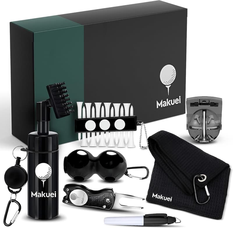 Golfzubehör-Set für Golfer (6 in 1) - Reinigungsbürste, Pitchgabel, Golfhandtuch