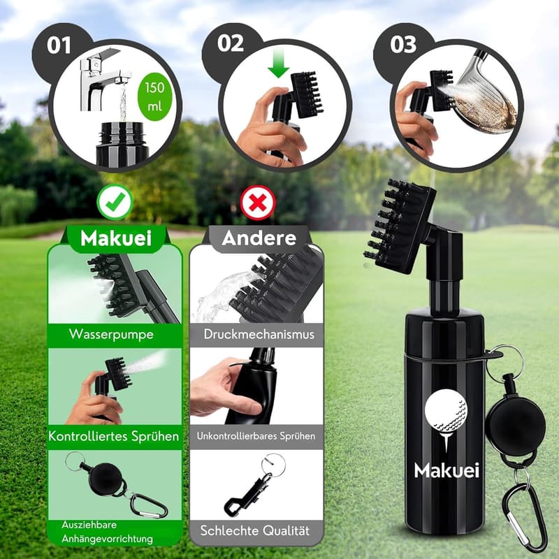 Golfzubehör-Set für Golfer (6 in 1) - Reinigungsbürste, Pitchgabel, Golfhandtuch