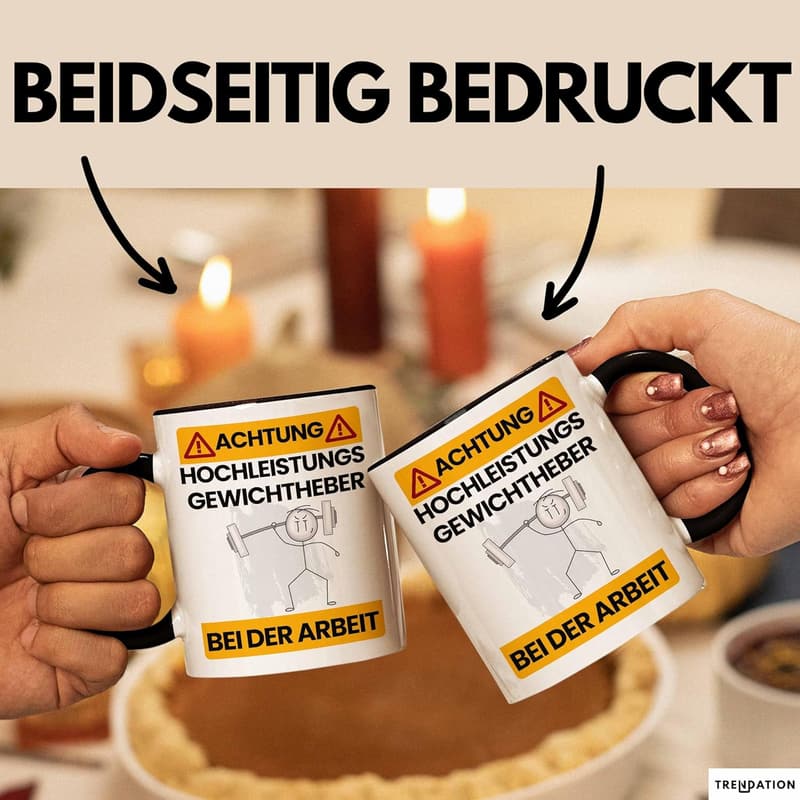 Lustige Tasse für Gewichtheber mit motivierendem Spruch (Schwarz)