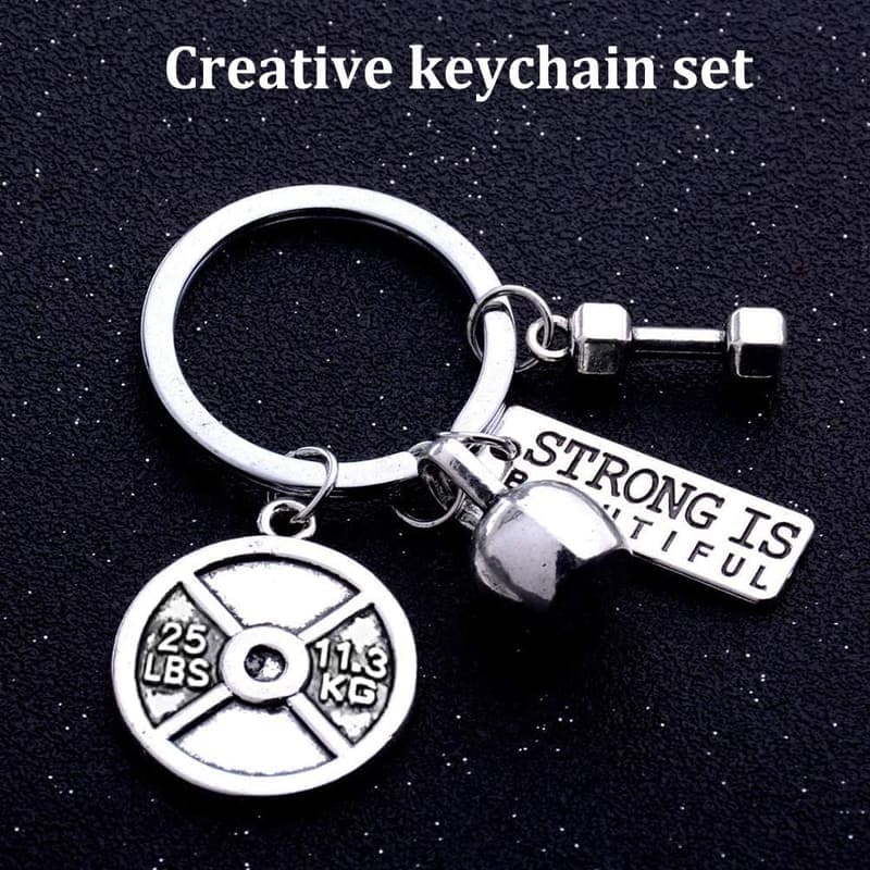 Schlüsselanhänger Hantel-Design mit Mini-Kettlebell - Fitness Geschenk