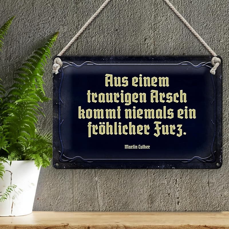 Dekoratives Blechschild mit Luther-Zitat im Vintage-Stil, 20 x 30 cm