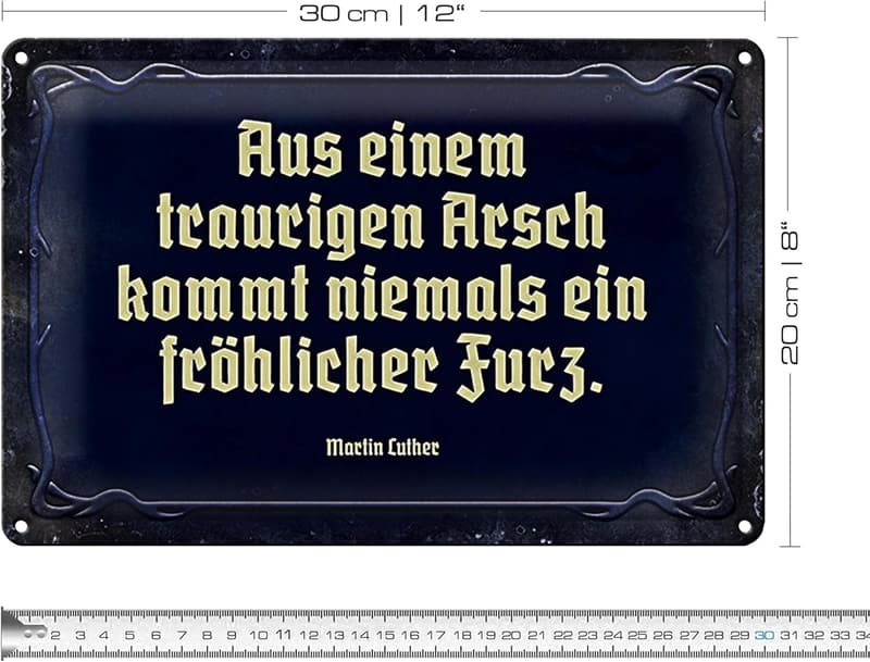 Dekoratives Blechschild mit Luther-Zitat im Vintage-Stil, 20 x 30 cm