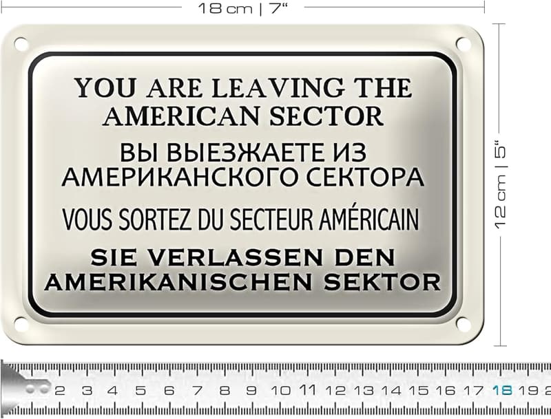 Retro-Blechschild 'Verlassen des Amerikanischen Sektors' für Sammler