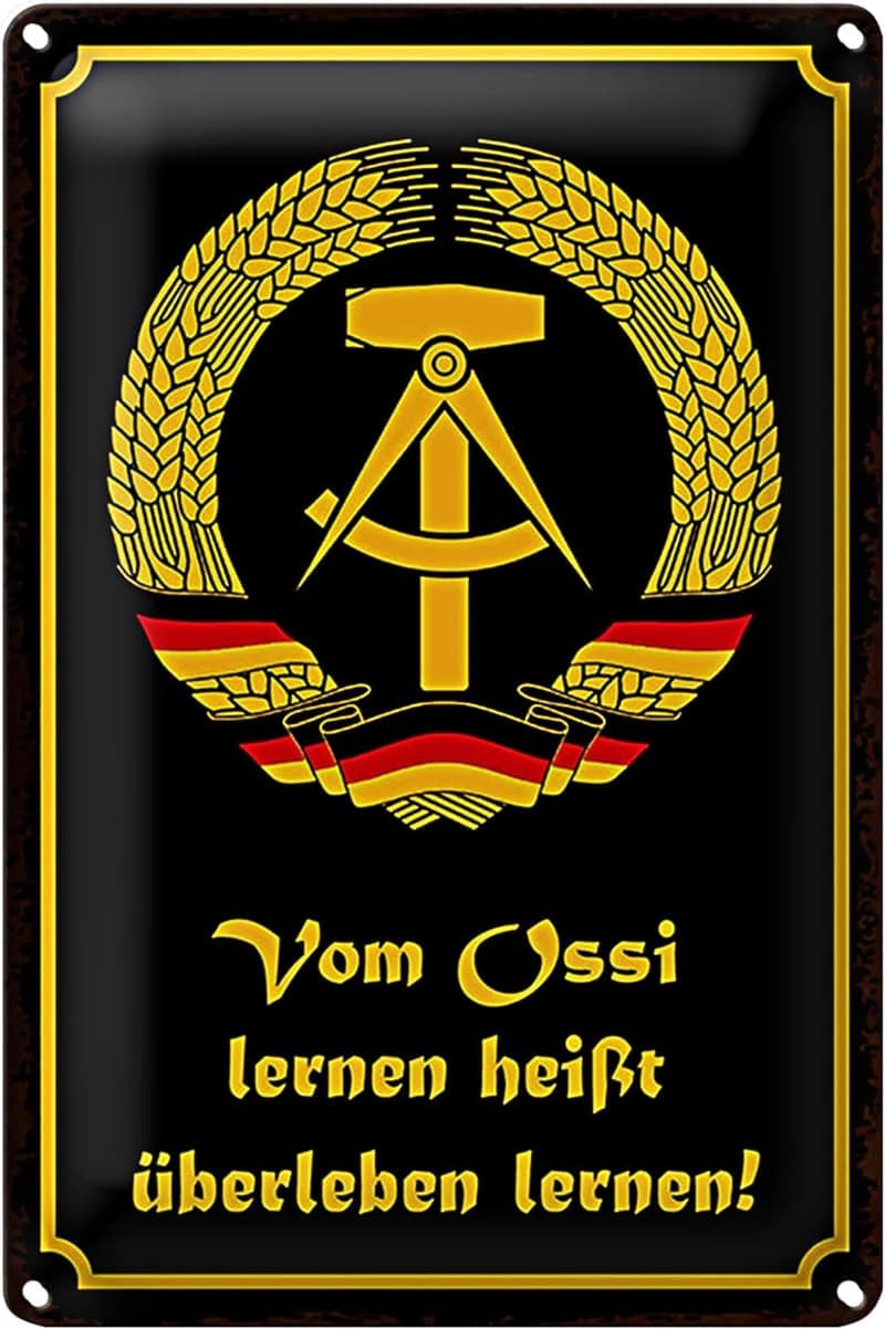 Nostalgisches Blechschild 'Vom Ossi lernen' | DDR-Design | 30 x 40 cm