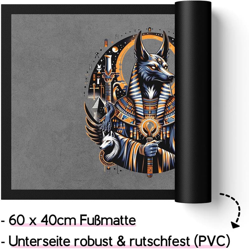 Anubis Fußmatte – Ägyptischer Gott als Geschenk zur Geschichte