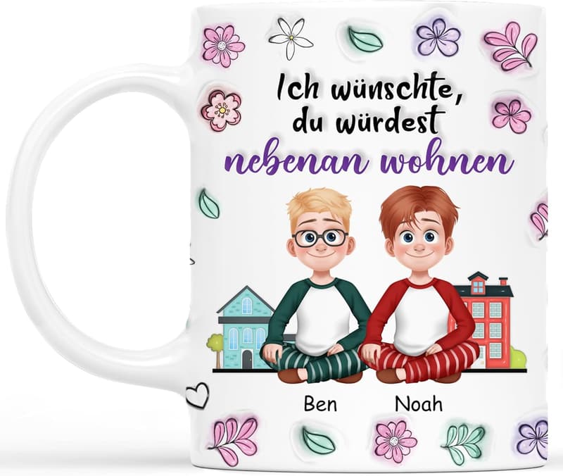 Personalisierte Cartoon-Tasse für beste Freunde
