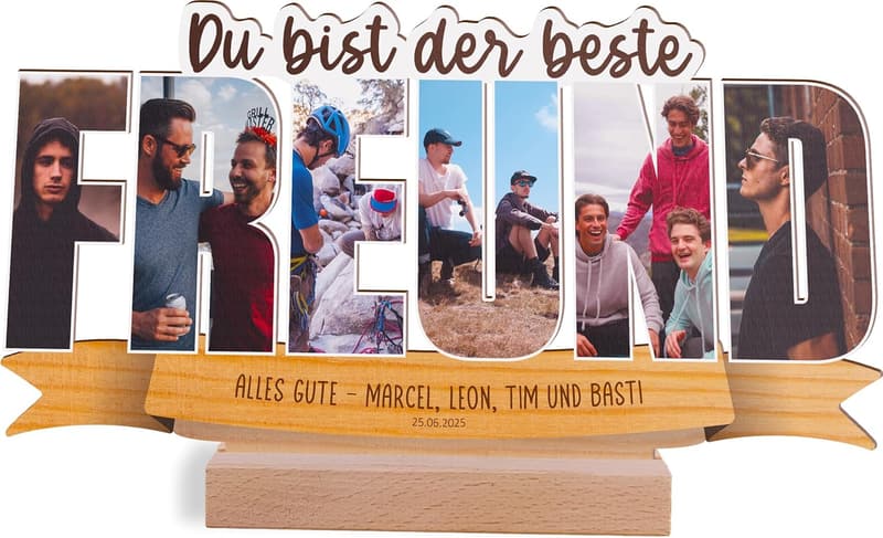 Personalisiertes Foto-Holzbild für Freunde – ideales Geburtstagsgeschenk