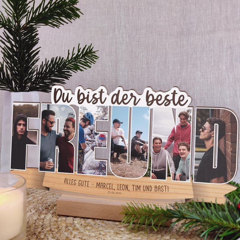 Personalisiertes Foto-Holzbild für Freunde – ideales Geburtstagsgeschenk