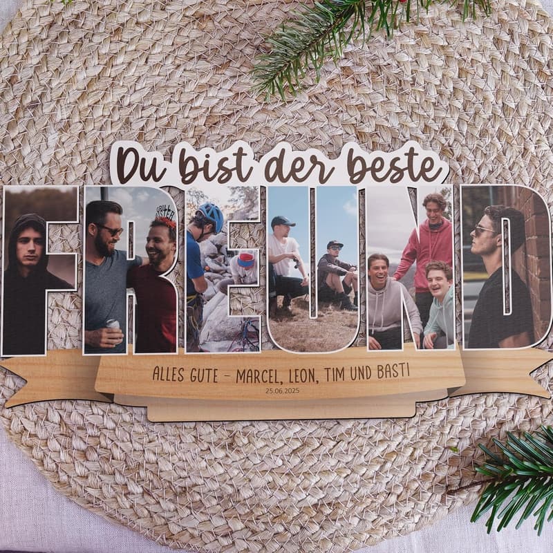 Personalisiertes Foto-Holzbild für Freunde – ideales Geburtstagsgeschenk