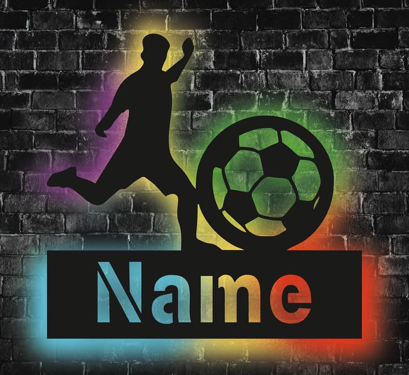 LED Nachtlicht Fußballspieler mit Namen – personalisierte Deko für Jungen