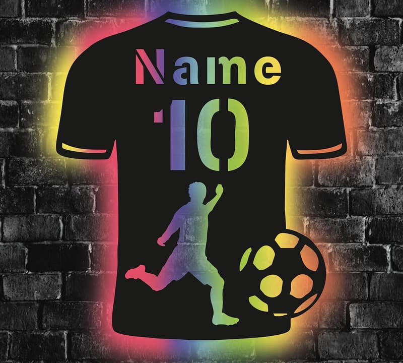 Personalisierte LED-Trikot-Nachtlampe für Fußballer – Jungen Geschenk in 12 Farben