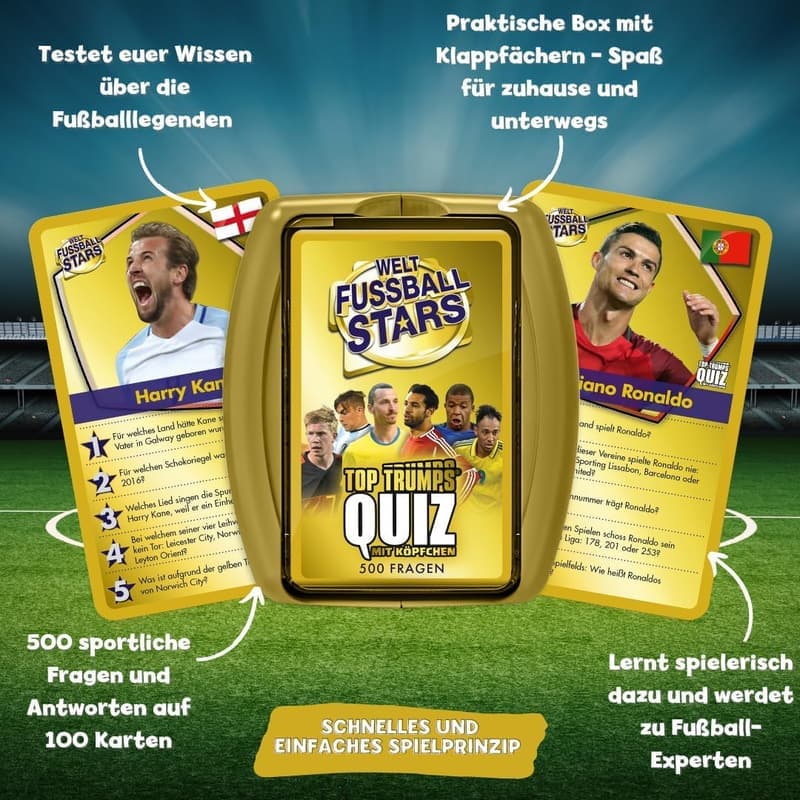 Fußballstars Quiz für Kinder ab 8 Jahren - Deutsch, Gold