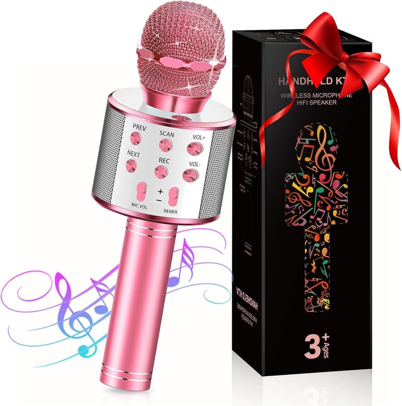 Bluetooth Karaoke Mikrofon für Mädchen, Geschenk für 3-11 Jahre