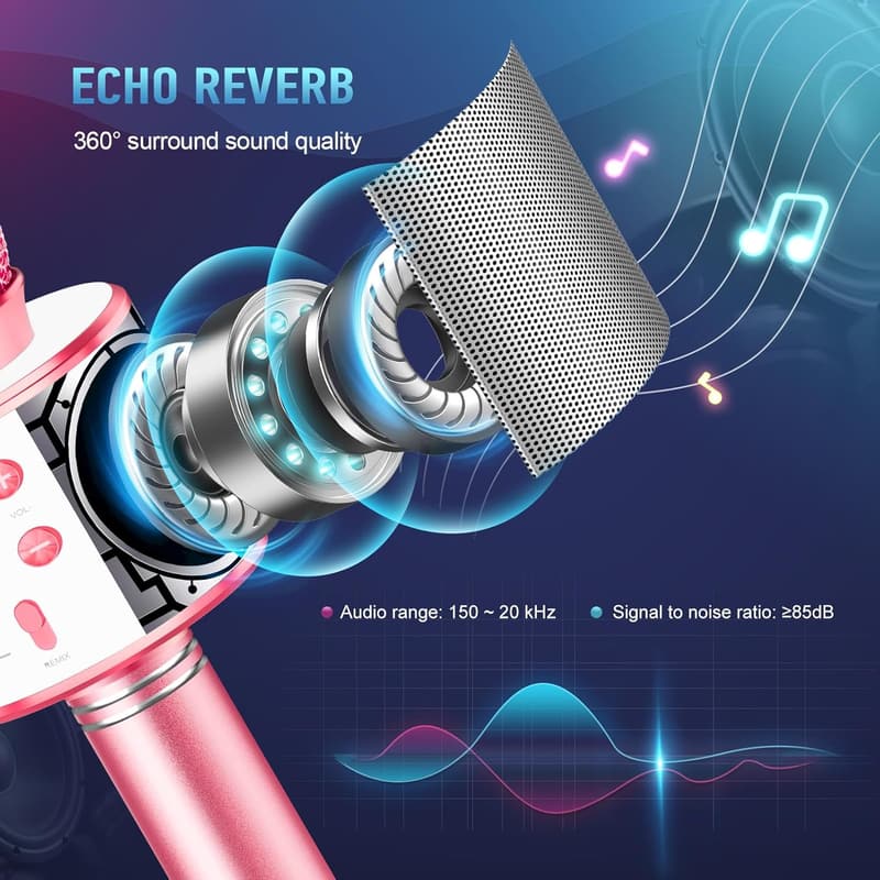 Bluetooth Karaoke Mikrofon für Mädchen, Geschenk für 3-11 Jahre