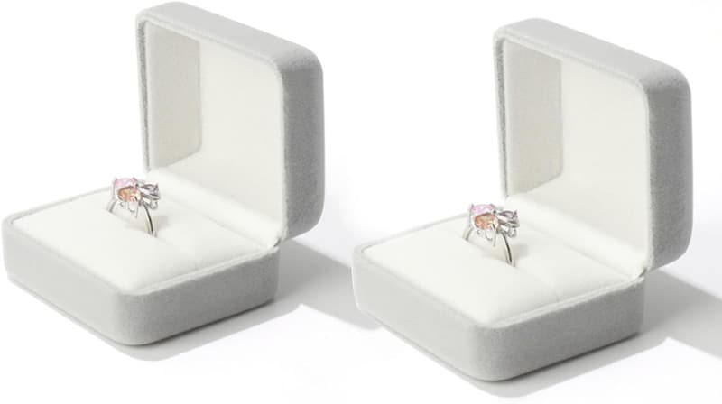 Samt Ringschachtel für Verlobung und Hochzeit - 2 Stück, 64 x 52 x 36 mm