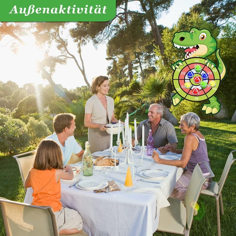 Dinosaurier Klett-Dartscheibe für Kinder 3–9 Jahre, 76 cm, mit 12 Bällen