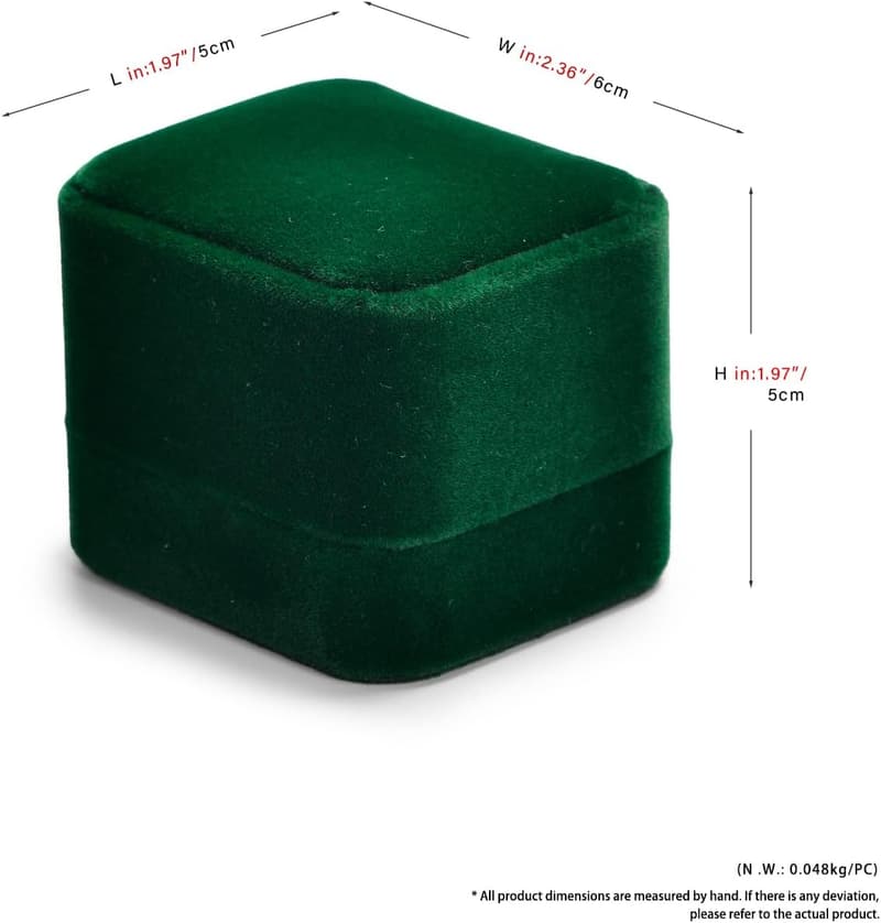 Jubiläums-Ringbox aus grünem Samt für Verlobungen und Geschenke