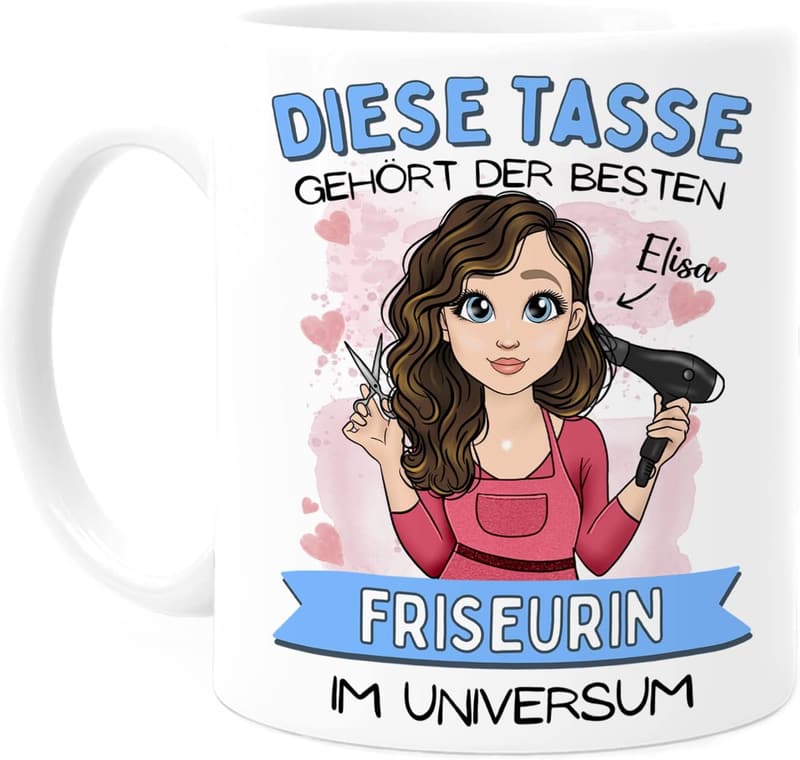 Personalisierte Tasse für Friseure - Beidseitiger Druck - Eröffnungsgeschenk