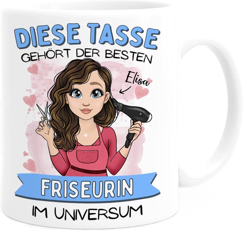 Personalisierte Tasse für Friseure - Beidseitiger Druck - Eröffnungsgeschenk