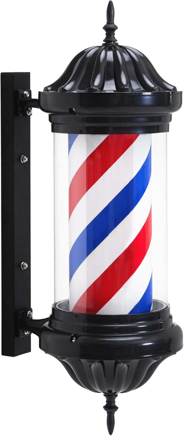 Drehbare LED-Barbershop-Säule in Rot-Weiß-Blau, 70 cm