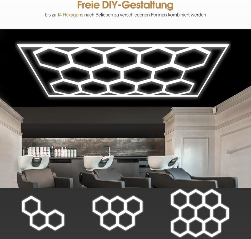 Hexagon LED Garage Light 68970LM 6500K für Werkstatt und Salon