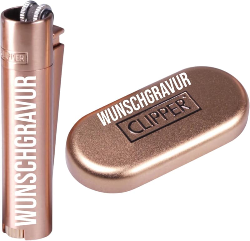 Personalisierte Clipper Feuerzeuggravur für Paare – Geburtstagsgeschenk (Rose-Gold)