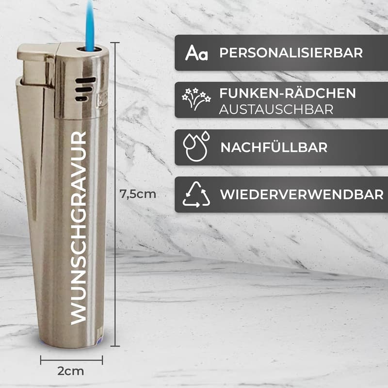 Personalisierbares Clipper Jet Feuerzeug - Geschenk für Partnertreffen