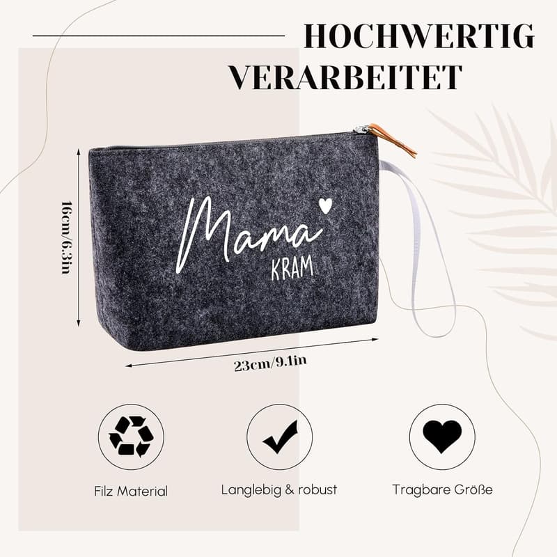 Kosmetiktasche aus Filz für werdende Mütter – Geschenk zur Geburt