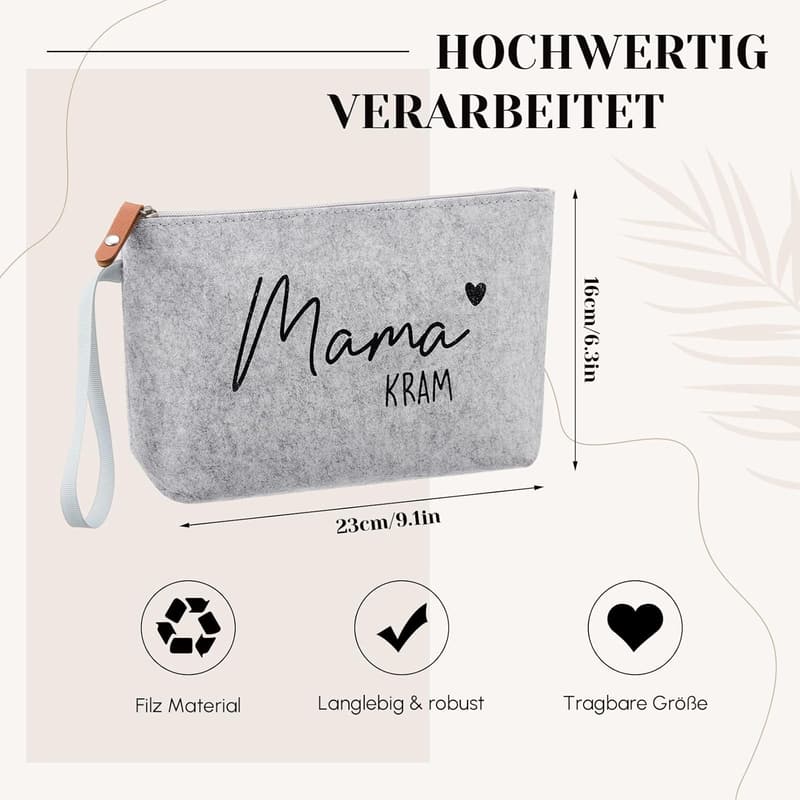 Geschenkset für werdende Mütter: Filz Kosmetiktasche & Socken