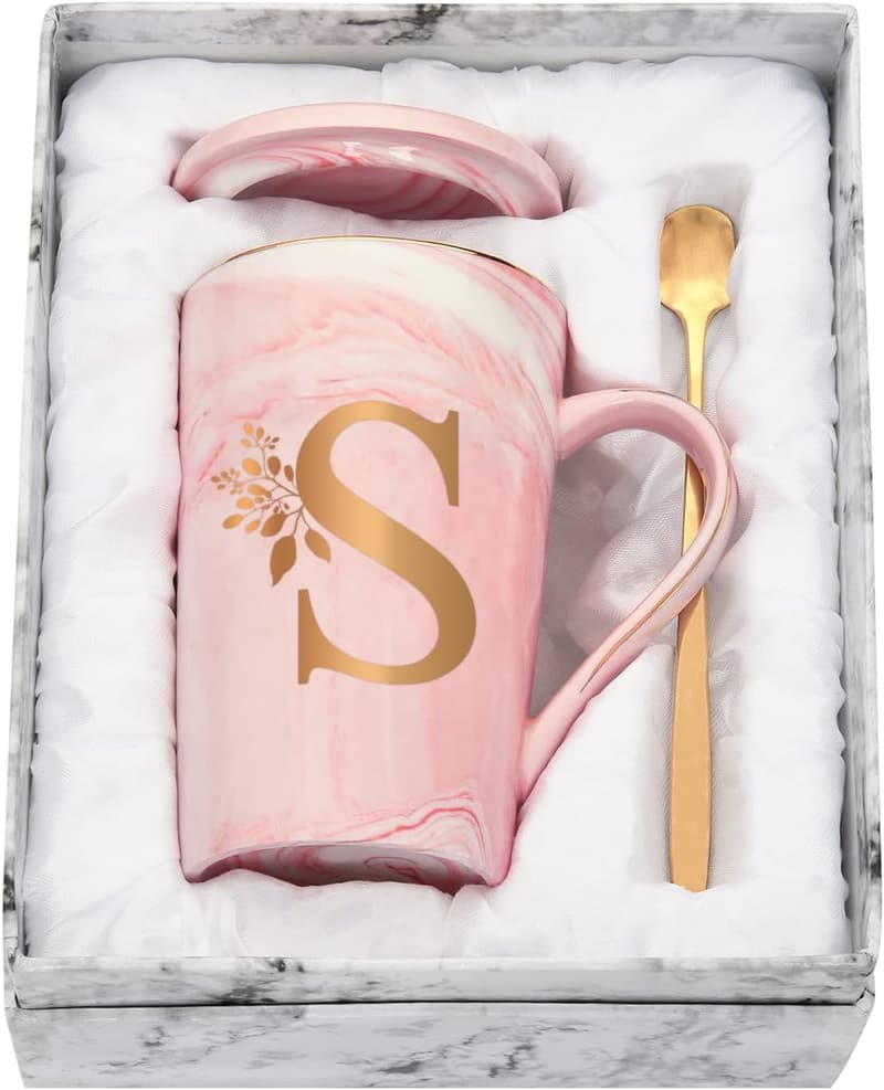 Personalisierte Kaffeetasse mit Blumendesign für Frauen – 400ml, Rosa