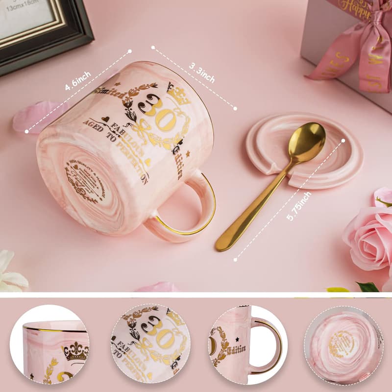 30. Geburtstag Tasse mit Golddruck – 400 ml Keramikbecher für Frauen