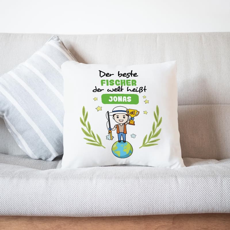 Personalisierte Kissen für Fischer - 40 x 40 cm, anpassbar