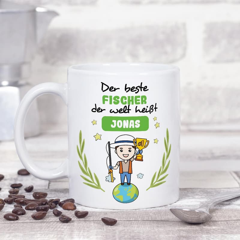 Personalisierte Tasse für Fischer - Individuell anpassbares Geschenk - 330 ml
