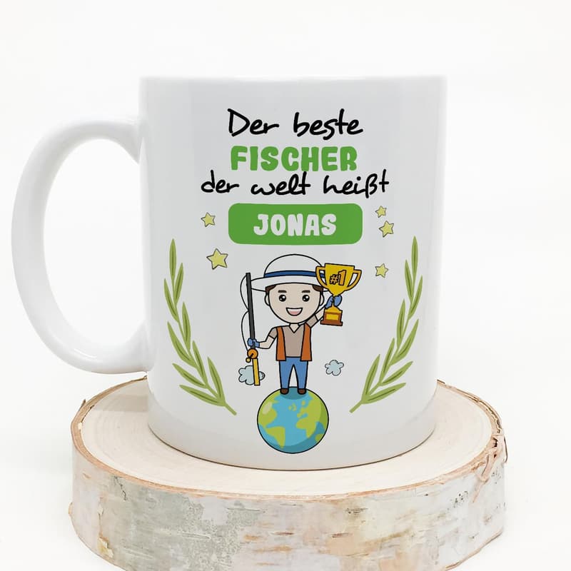Personalisierte Tasse für Fischer - Individuell anpassbares Geschenk - 330 ml
