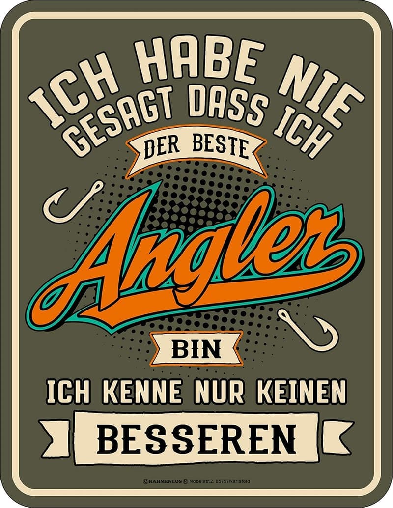 Deko Blechschild für Angler – RAHMENLOS