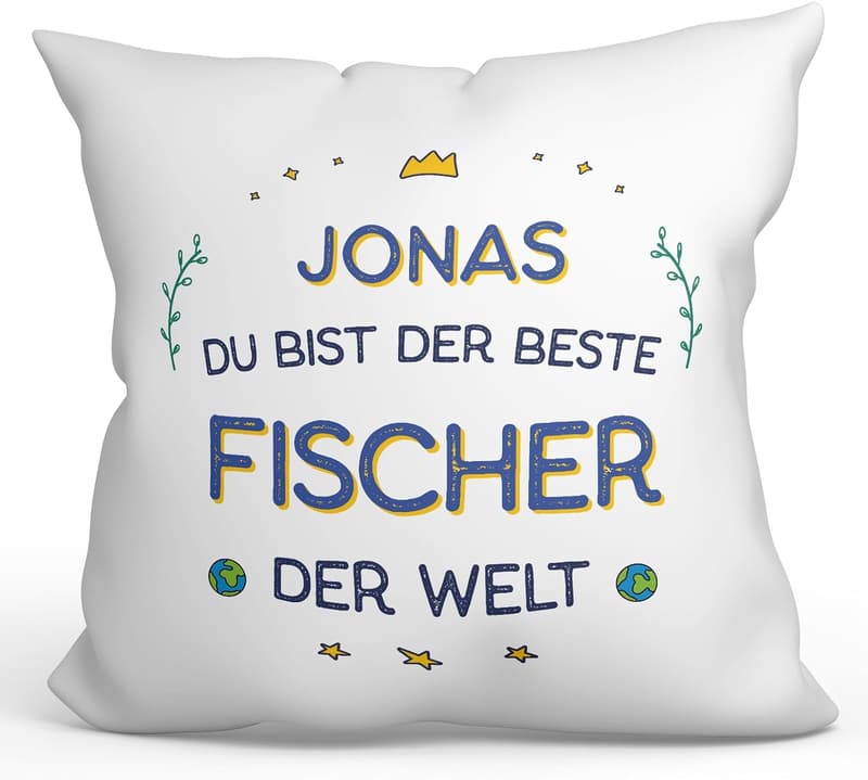 Personalisierbares Kissen 40 x 40 cm für Fischer – Beste der Welt