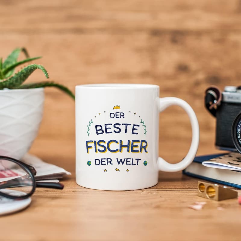Tasse für Fischer mit Spruch 